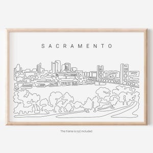Sacramento Skyline Wall Art - Sacramento Art Print with Cityscape One Line Drawing - California Wall Decor Gift - New home Gift
