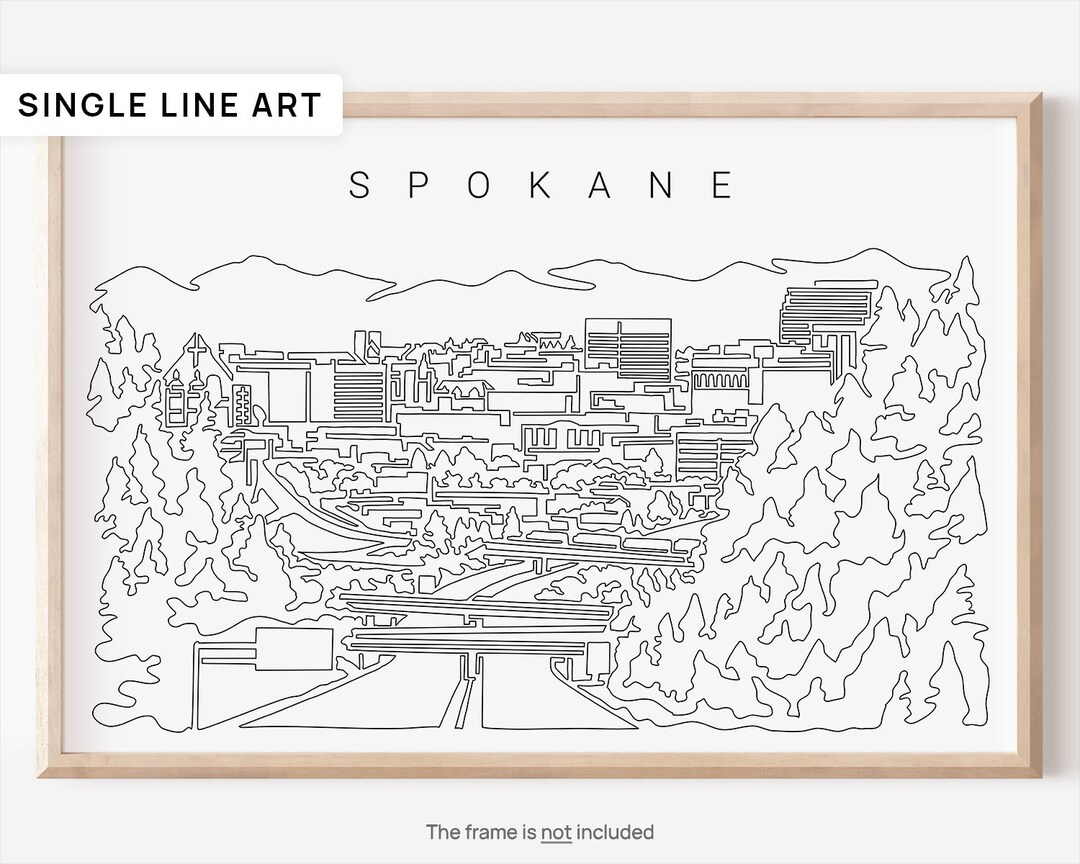 Spokane Wall Art Spokane Skyline Art Print Spokane WA One Etsy