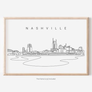 Nashville Skyline Wall Art - Nashville Art Print Wall Decor - Nashville Poster Home Decor with Single Line Art - Great New Home Moving Gift