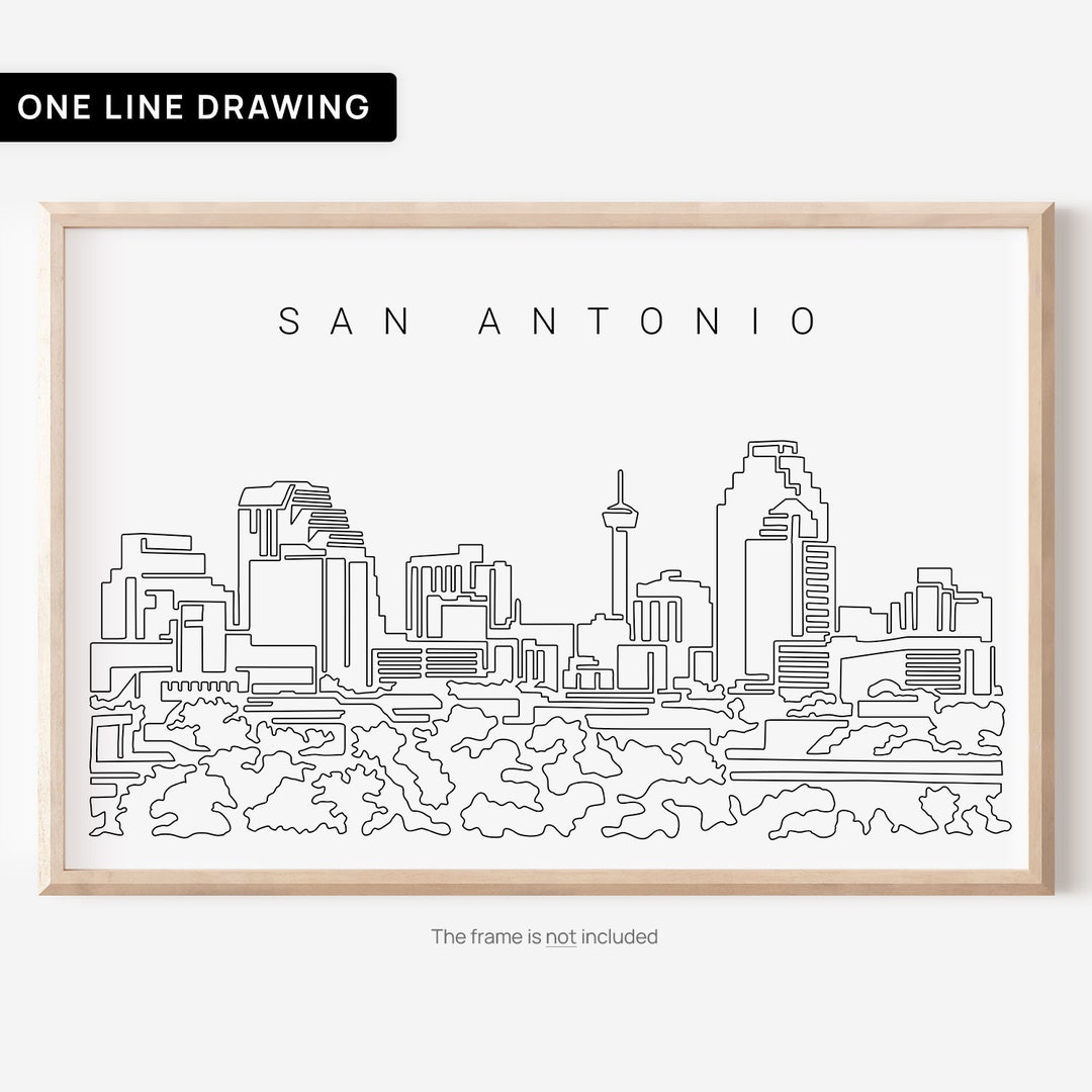 San Antonio Art Print San Antonio Poster With Skyline as Unique Single