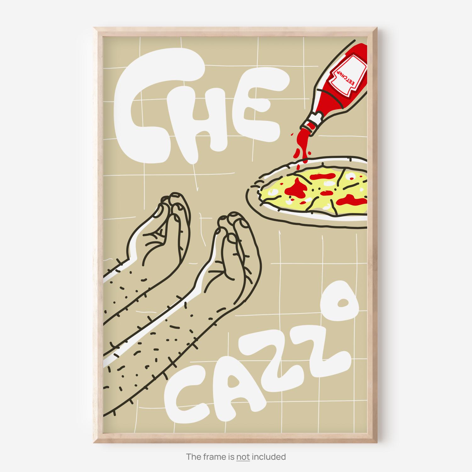 Funny Italian Hand Gesture Art Print - Quirky Kitchen Wall Art - 100% Hand illustrated - Great Gift for Italian Food Lovers