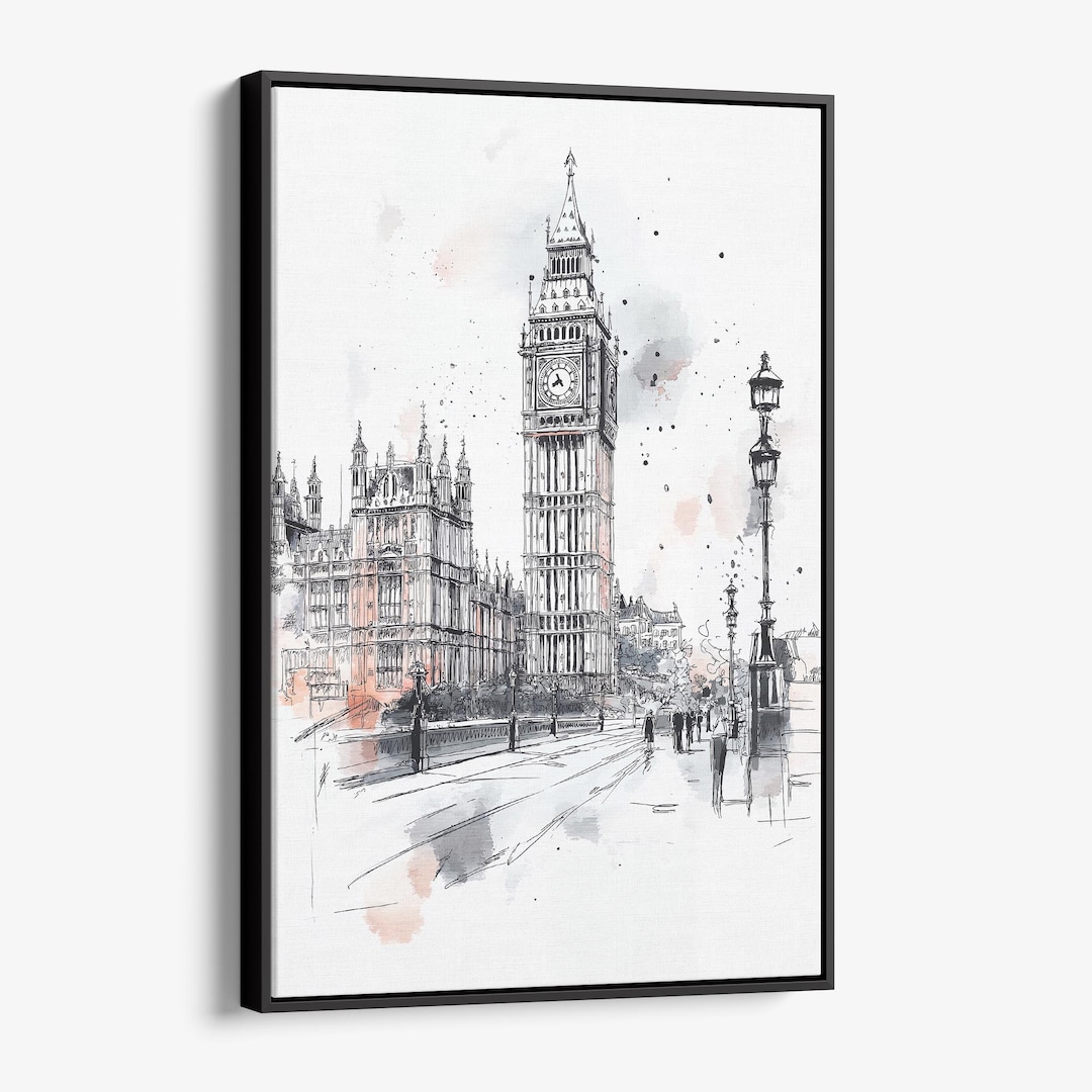 Big Ben Canvas Print: Pencil Drawing of London City Landmark - Etsy