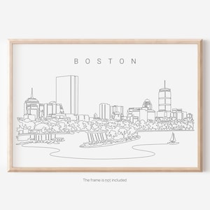 Boston Skyline Art Print with Cityscape Single Line Art - Great Wall Decor Gift for New Home or as Moving Gift
