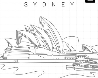 Sydney Australia Printable Wall Art - Sydney Opera House as Single Line Art - Digital Download - 100% Hand-Drawn - Instant Download