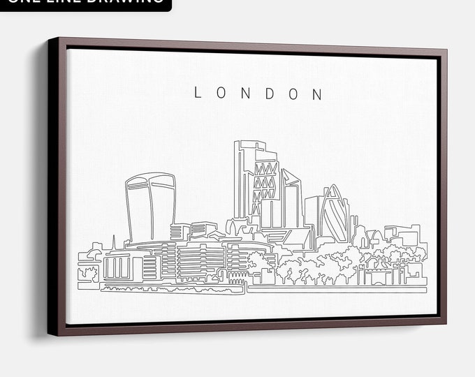 London Canvas Art Print - London Skyline Canvas Wall Art with Business Cityscape as Single Line Art - London Wall Decor Gift for New Home