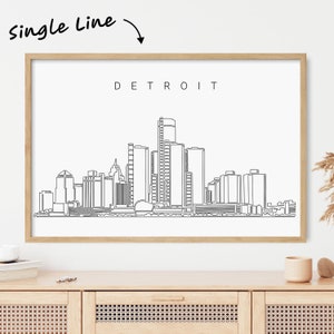 Framed Detroit Art Print - Detroit Skyline Wall Art - Michigan Travel Poster - Detroit Wall Decor - Houswarming Gift - New Home Gift
