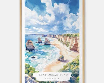 The Great Ocean Road Watercolor Art Print - Victoria Wall Art - Australia Travel Gift - Moving Gift - New Home Gift - Housewarming Gift
