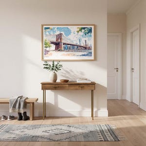 Brooklyn Bridge Art Print: NYC Watercolor Skyline Wall Decor image 2