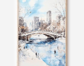 Central Park Digital Download Wall Art: Watercolor Style Art Print for Home Decor