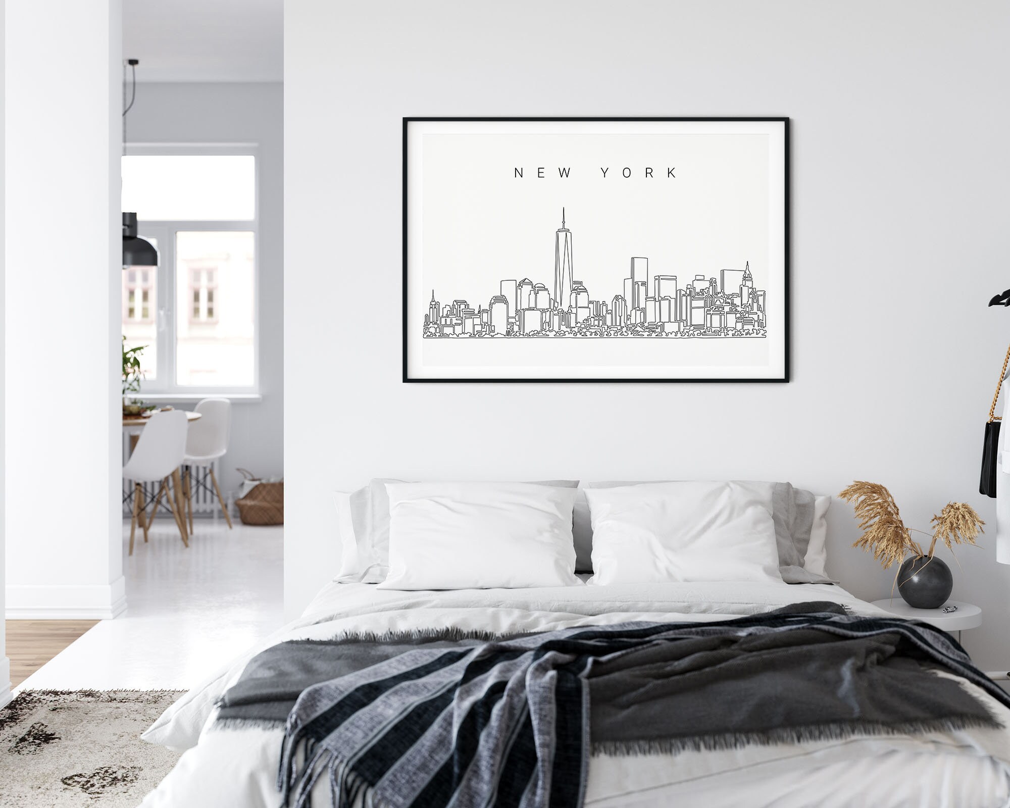 New York Skyline Poster NYC Skyline Art Print With One Line - Etsy