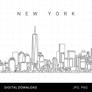 New York City Skyline Digital Art NYC Skyline Printable Wall Art With ...