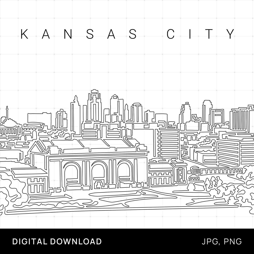 Kansas City Skyline Printable Wall Art Kansas City Digital Art Print