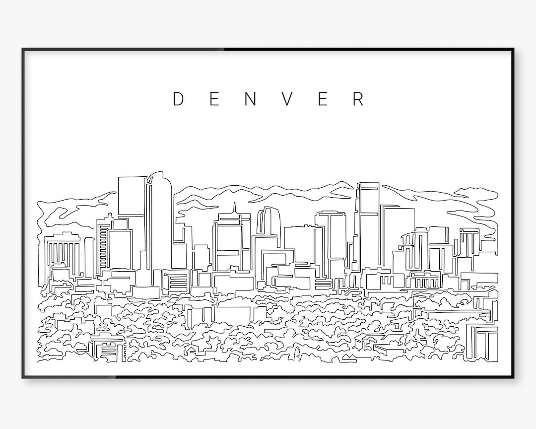Denver Skyline Wall Art Denver City Art Print Denver Etsy