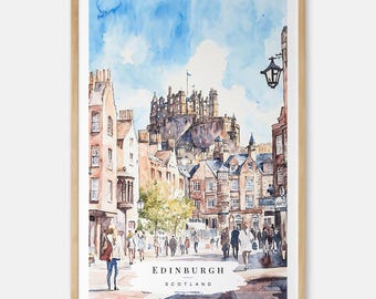 Edinburgh Castle Watercolor Art Print - Scotland Wall Art - UK Travel Print - Travel Gift - Moving Gift - New Home Gift