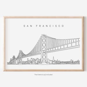San Francisco Skyline Wall Art - San Francisco Art Print with Oakland Bay Bridge - California Wall Art - New Home Gift
