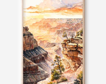 Grand Canyon Wall Art: Watercolor Landscape Digital Download