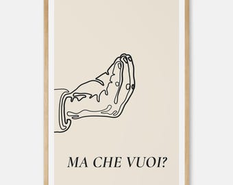 Italian Hand Gesture Wall Art - Funny Italian Art Print - Kitchen Wall Art - Restaurant Decor - Coffee Bar Decor