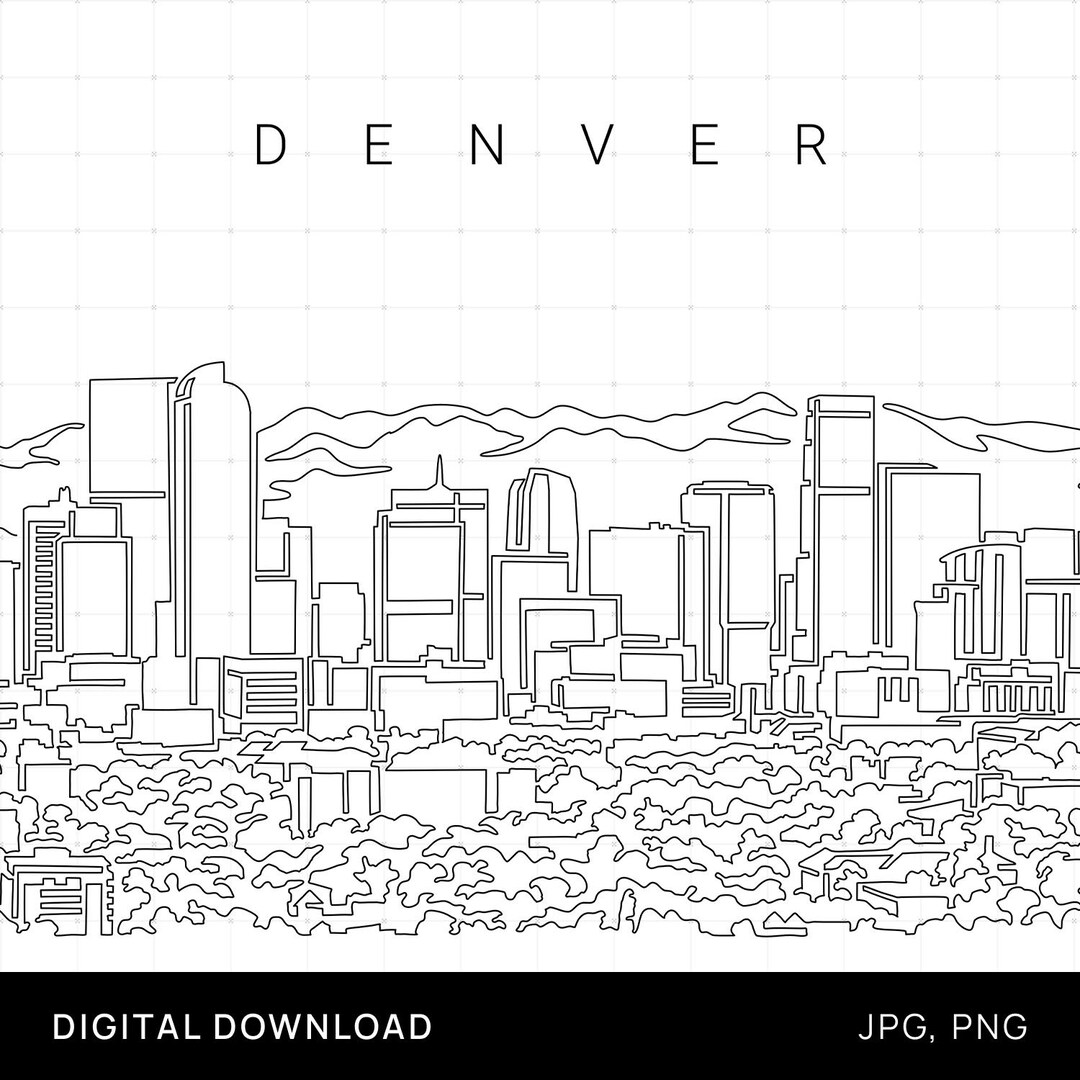 Denver Skyline Printable Wall Art Denver Digital Art Print With