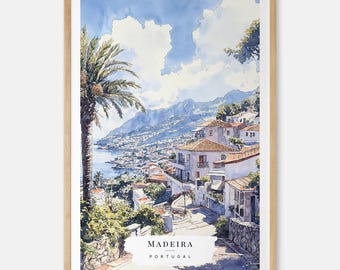 Madeira Watercolor Art Print - Madeira Island Wall Art - Portugal Travel Print - Travel Gift - Moving Gift - New Home Gift