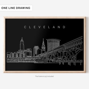 Cleveland Ohio Art Print - Cleveland Skyline Wall Art - Cleveland Wall Decor with Cityscape One Line Drawing - Great New Home or Moving Gift