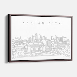 Kansas City Skyline Leinwand Kunstdruck - Kansas City Wand Kunst - Kansas Kunstdruck Wanddekoration als Einweihungsparty oder Neues Zuhause Geschenk