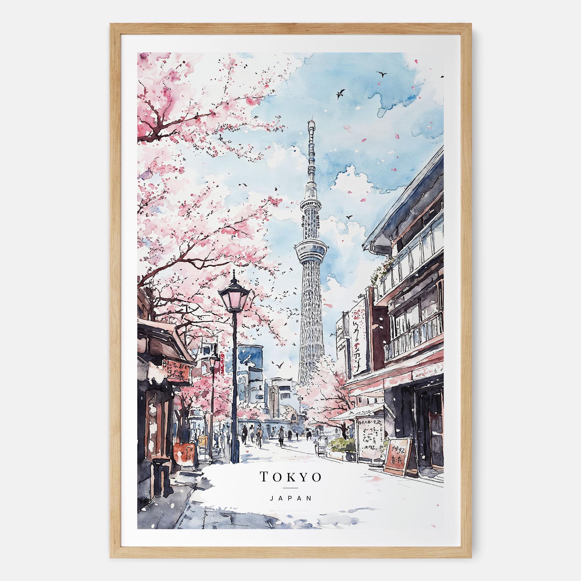Tokyo Skytree Watercolor Art Print - Tokyo Travel Wall Art - Japan