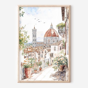 Florence Italy Printable Wall Art - Florence Watercolor Art Print - Digital Download - Italy Travel Poster - Instant Download