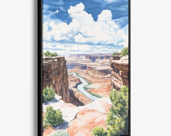 Canyonlands National Park Canvas Print: Watercolor Desert Landscape Wall Art