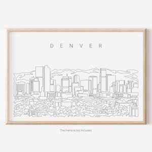 Denver Skyline Wall Art - Denver City Art Print - Denver Colorado Poster with One Line Drawing - Denver Wall Decor Moving Gift