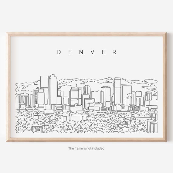 Denver Skyline Wall Art - Denver City Art Print - Denver Colorado Poster with One Line Drawing - Denver Wall Decor Moving Gift