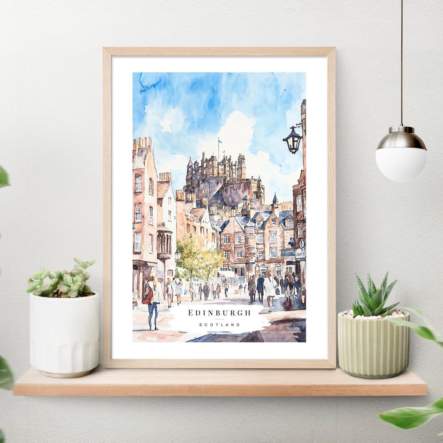 Edinburgh Castle Watercolor Art Print - Scotland Wall Art - UK Travel ...