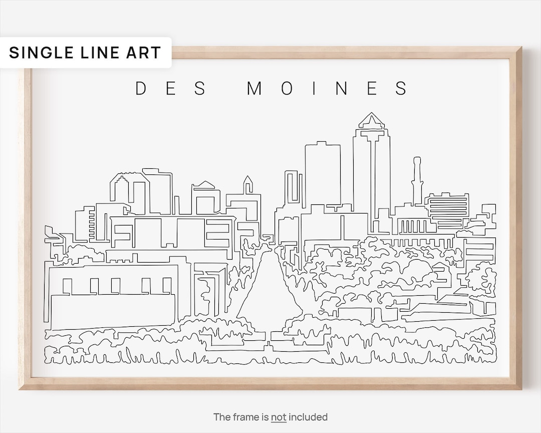 Des Moines Skyline Wall Art Des Moines Iowa Art Print With Etsy