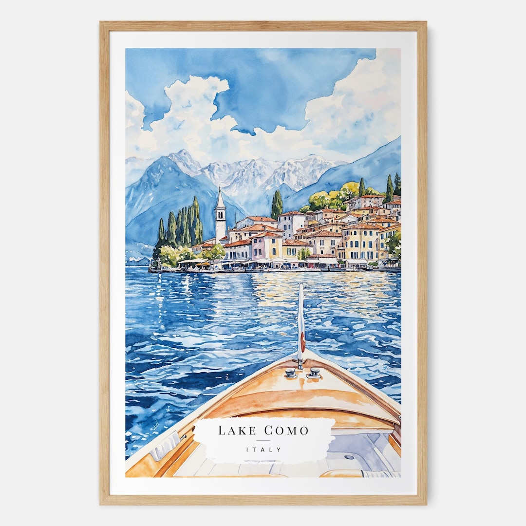 Lake Como Watercolor Painting Art Print - Lake Como Italy Wall Art - Italy Travel Gift - Moving Gift - New Home Gift - 12" x 16"