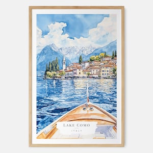Lake Como Watercolor Painting Art Print - Lake Como Italy Wall Art - Italy Travel Gift - Moving Gift - New Home Gift