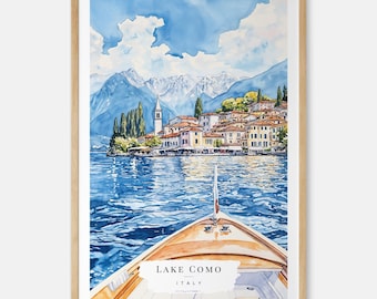 Lake Como Watercolor Painting Art Print - Lake Como Italy Wall Art - Italy Travel Gift - Moving Gift - New Home Gift
