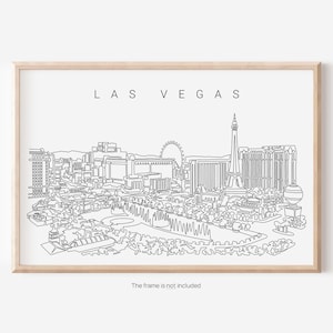 Impresión artística del horizonte de Las Vegas - Arte mural de Las Vegas con un dibujo de una línea - Póster de viaje a Las Vegas - Decoración de pared de Las Vegas - Regalo para un nuevo hogar