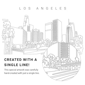 Los Angeles Printable Wall Art - Los Angeles Skyline as Single Line Art ...