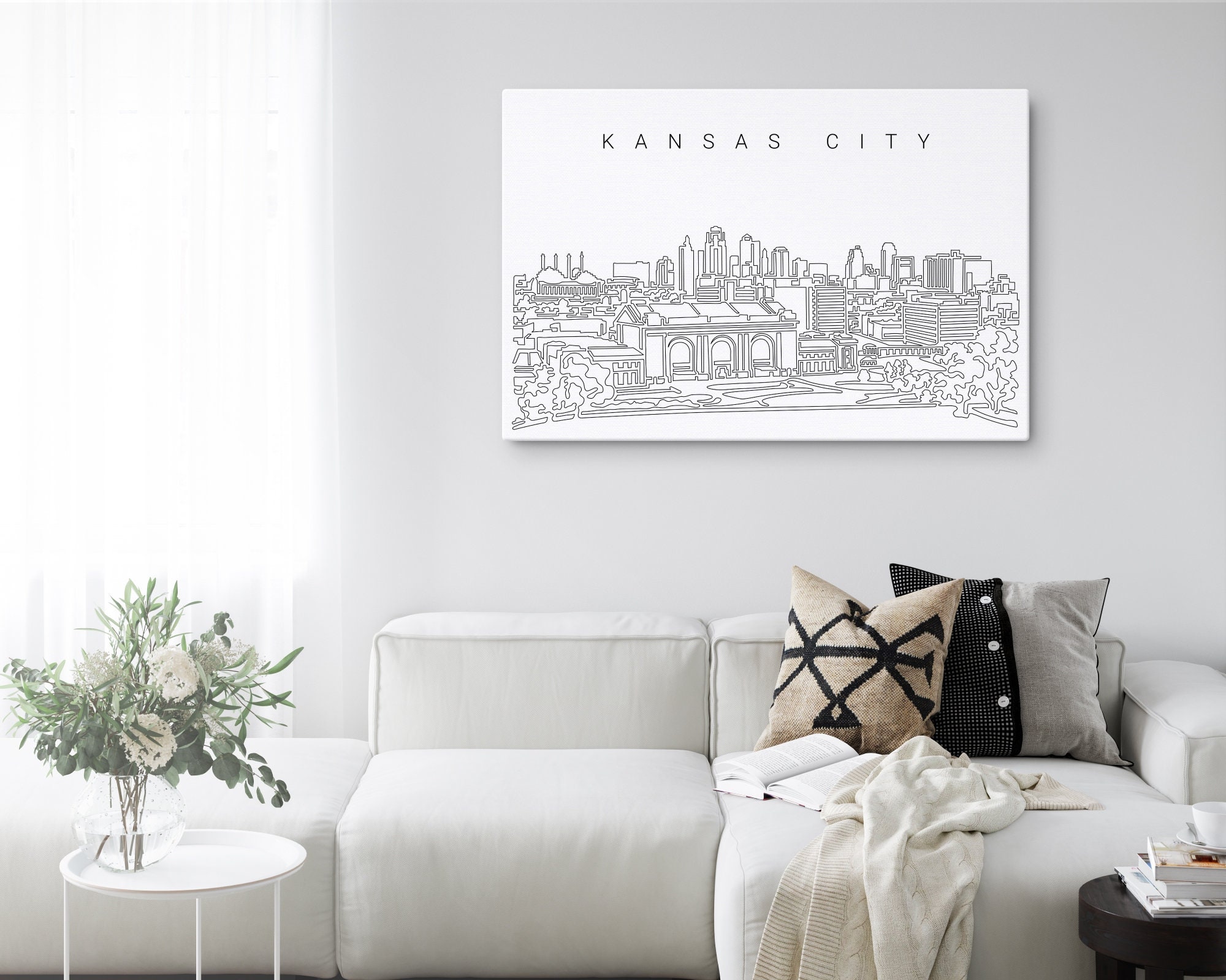 Kansas City Skyline Canvas Art Print Kansas City Wall Art Etsy