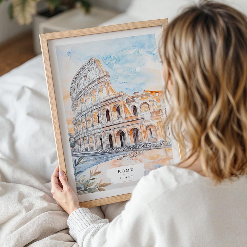 Rome Colosseum Watercolor Painting Art Print - Italy Wall Art - Italy Travel Gift - Moving Gift - New Home Gift - Housewarming Gift imagem 6