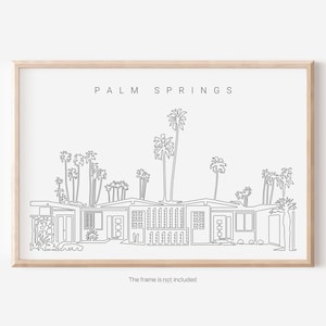 Palm Springs Wall Art - California Art Print with Palm Springs as Single Line Art - Great Wall Art Gift For New Home or New Job