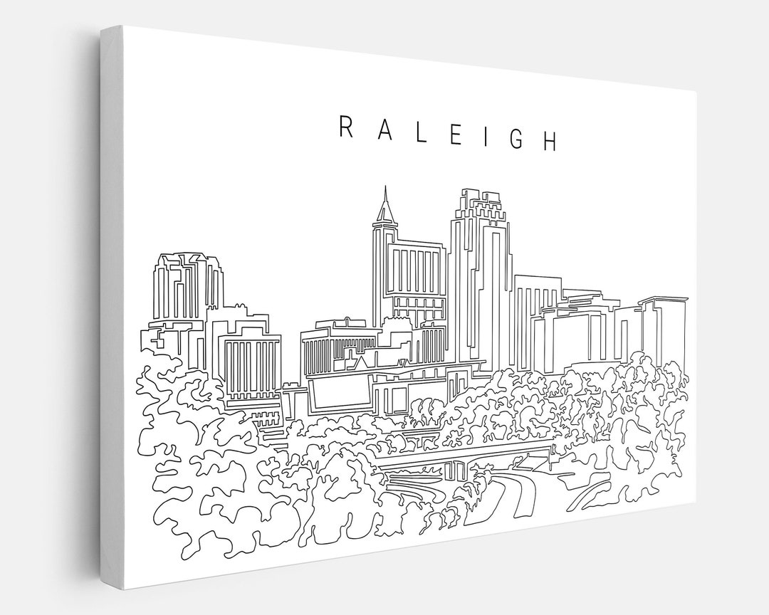 Raleigh Skyline Canvas Wall Art Raleigh NC Canvas Art Print Etsy