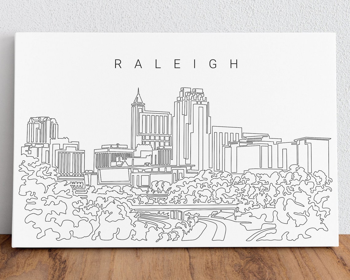 Raleigh Skyline Canvas Wall Art Raleigh NC Canvas Art Print Etsy