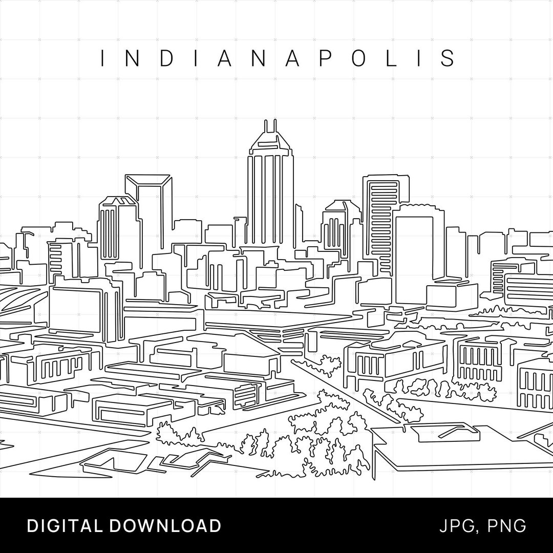Indianapolis Skyline Printable Wall Art Indianapolis Digital Art Print