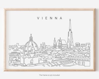 Vienna Skyline Wall Art - Vienna Art Print with Cityscape One Line Drawing - Austria Art Print Gift - Wall Decor Gift - New home Gift