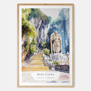 Batu Caves Watercolor Art Print - Malaysia Wall Art - South East Asia Travel Gift - New Home Gift - Moving Gift - Housewarming Gift