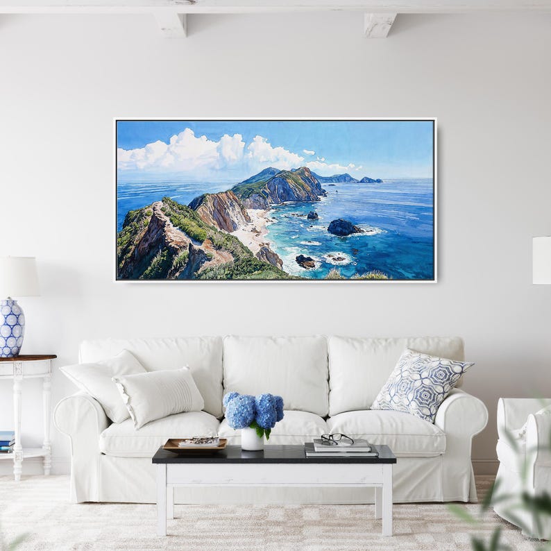Channel-Islands Nationalpark Leinwand Druck: Küsten Panorama Landschaft Wandbild in farbenfrohen Stil Bild 6