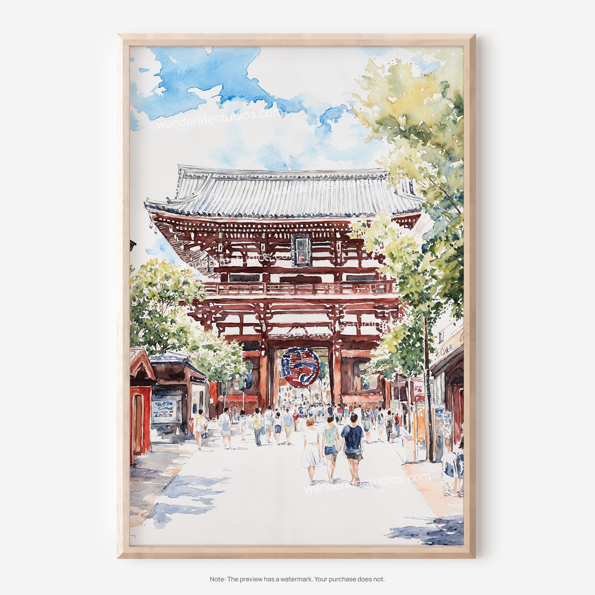 水彩画『浅草 伝法院通り』 水彩画『浅草 伝法院通り』 水彩画『浅草 伝法院通り』 【公式通販】