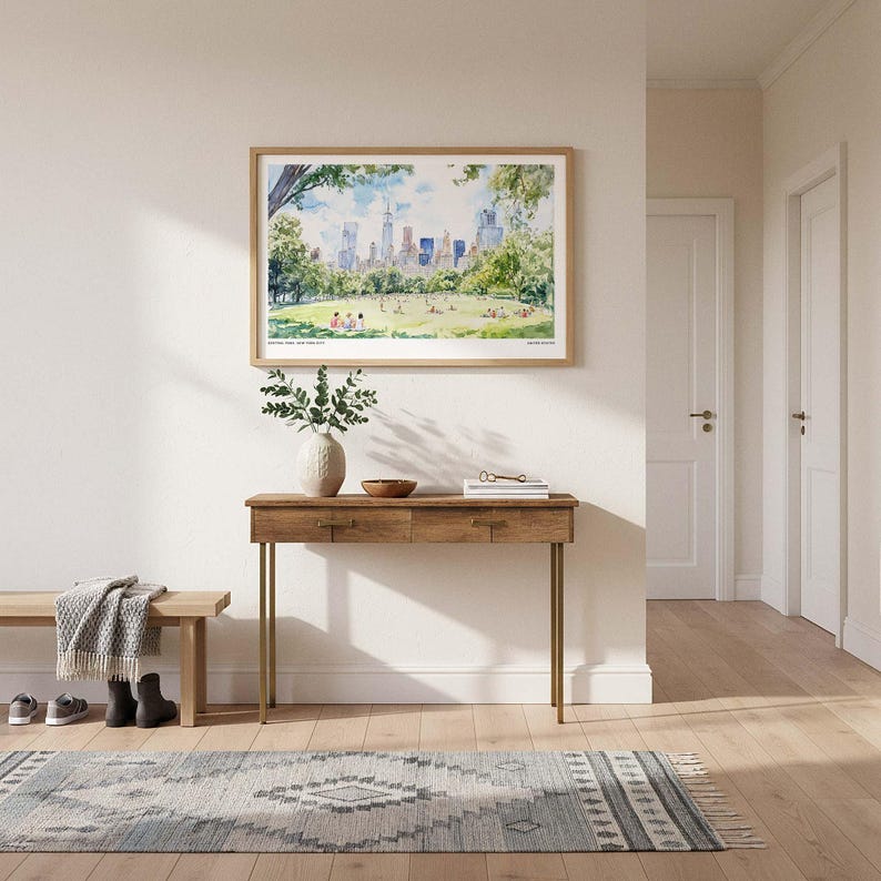 Central Park Art Print: Watercolor Urban Landscape of New York City image 2