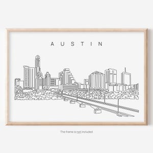 Austin Skyline Wall Art - Austin Art Print with One Line Drawing - Aesthetic Texas Wall Decor - Housewarming Gift - New Home Gift