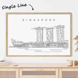 Ingelijste Singapore-kunstprint - esthetische muurkunst skyline Singapore - reisposter Singapore - geweldige housewarming en cadeau voor een nieuw huis